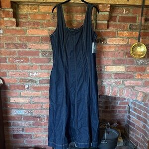 Liverpool denim dress with smocking in back and pockets